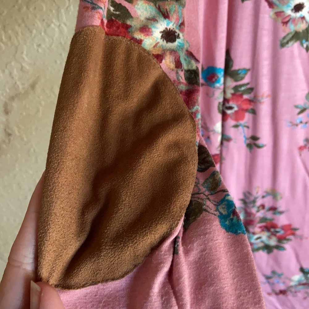 Floral long sleeve elbow patch top Large - Picture 3 of 5